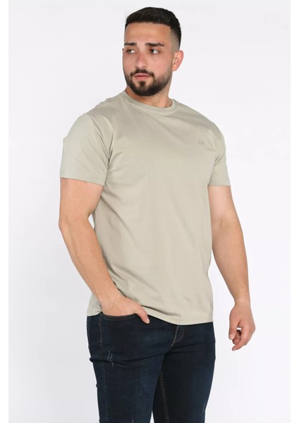 Bisiklet Yaka Nakışlı Erkek Tişört P-00017377