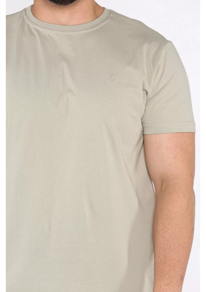 Bisiklet Yaka Nakışlı Erkek Tişört P-00017377 fırsatları