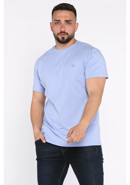 Bisiklet Yaka Nakışlı Erkek Tişört P-00017377