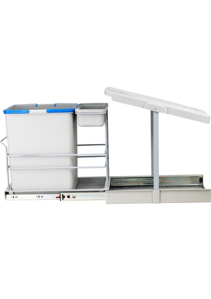 Gri 16+1 Litre Teleskopik Raylı Çöp Kovası (P-9154)