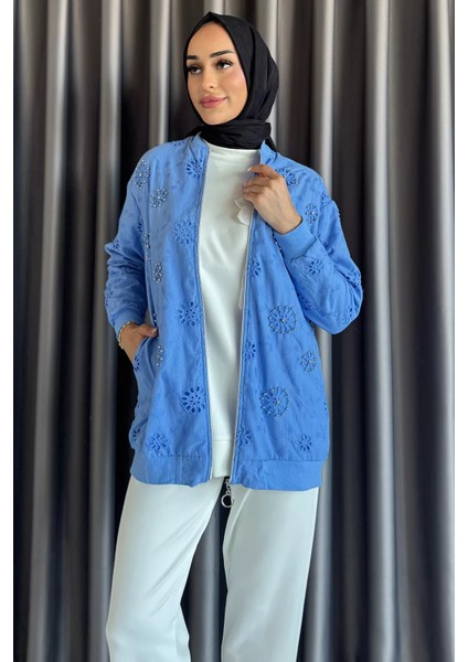 Kadın Inci Işlemeli Fistolu Tesettür Ceket P-00014992