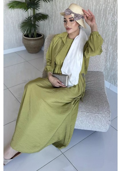 Yan Bağlamalı Bluz Kombinli Tesettür Elbise P-00016364