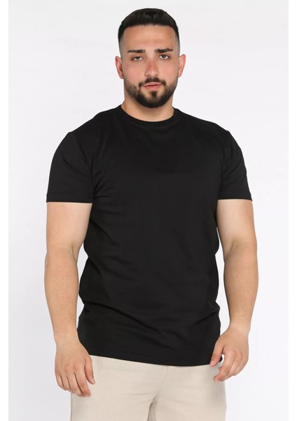 Bisiklet Yaka Nakışlı Erkek Tişört P-00017377