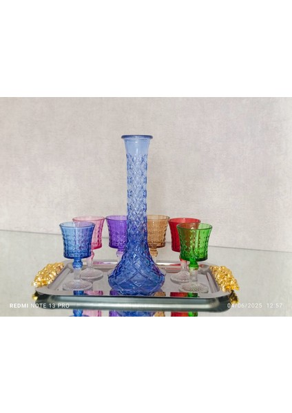 El Işi 6lı Küçük Boy Su-Kahve Yanı Bardağı-6 Renkli Kristal Ayaklı Su Bardağı -(100 Ml)/organik Boyadır. modelleri