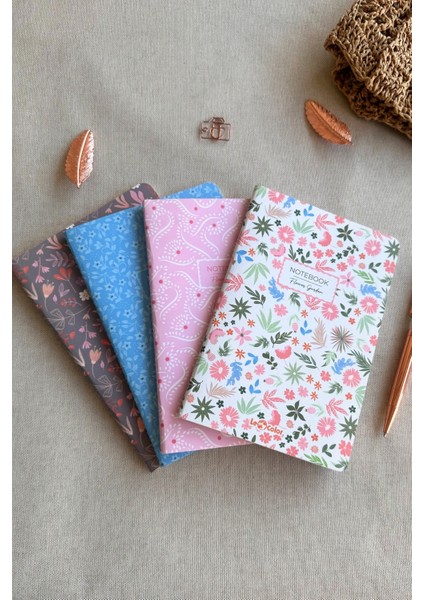 4'lü Flower Garden Defter Seti Çizgisiz 13X20
