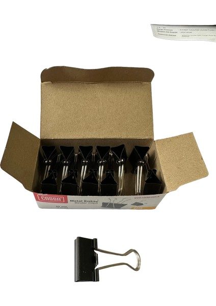 8225 25 Mm. Metal Çelik Siyah Kağıt Kıskacı Ataş Evrak Mandalı - 12 Adetlik Paket