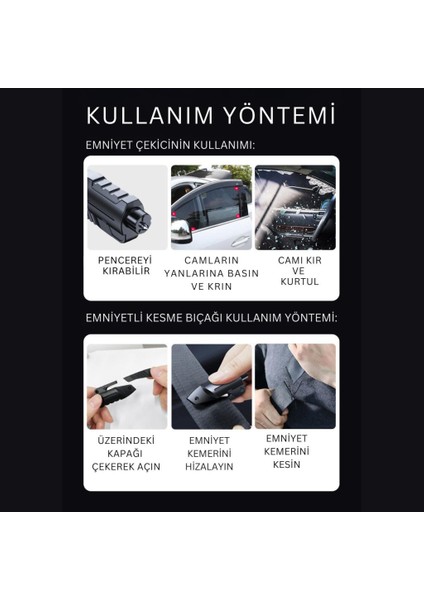 2in1 Araç Cam Kırıcı ve Emniyet Kemer Kesici, Araç Içi Acil Durum Kiti, Ultra Güçlü Kırıcı ve Kesici indirimleri