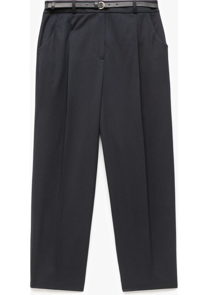 Cepli Kemerli Yüksek Bel Oversize Cigarette Pantolon