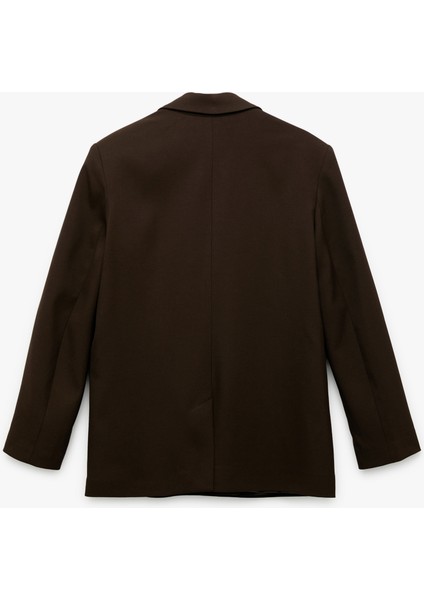 Cepli Uzun Kollu Kruvaze Oversize Blazer Ceket