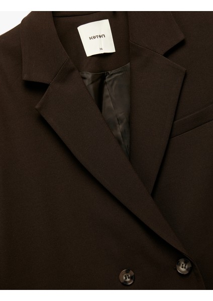 Cepli Uzun Kollu Kruvaze Oversize Blazer Ceket