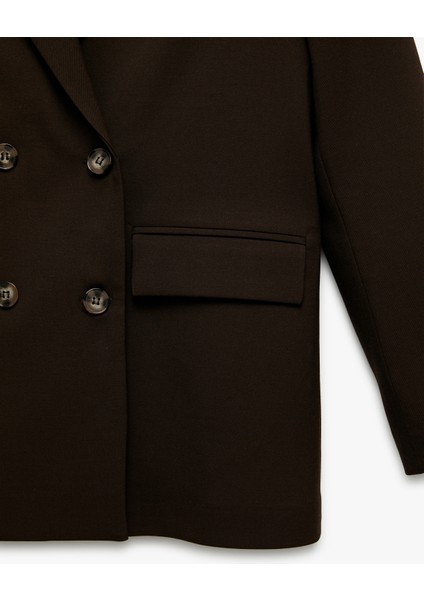 Cepli Uzun Kollu Kruvaze Oversize Blazer Ceket