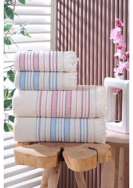 Liana 50X90 70X140 cm 4'lü Banyo Havlu Takımı, Plaj Havlusu, Hamam Takımı