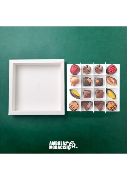 Chocolate Box ( 10 Adet ) 2021 Model 16 Gözlü Çikolata Kutusu ( 18X18X2,5 cm ) modelleri