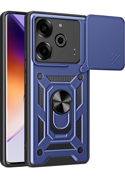 Tecno Pova 6 Pro Kılıf Pars Yüzüklü Standlı Darbe Korumalı Lacivert