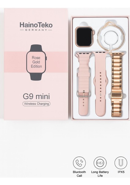 Haino Teko G9 Mini Akıllı Saat | Rose Gold | Bluetooth Arama | 3 Kordonlu | Fitness & Uyku Takibi fiyatları