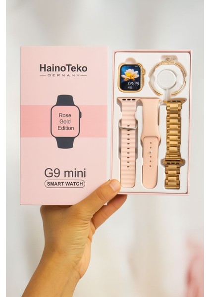 Haino Teko G9 Mini Akıllı Saat | Rose Gold | Bluetooth Arama | 3 Kordonlu | Fitness & Uyku Takibi modelleri