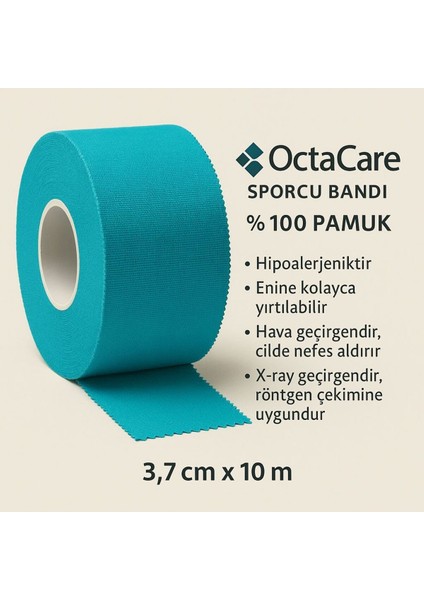 Rijit Fiksasyon Yapışkanlı Sporcu Bandajı 3.7cm x 10 mt Turkuaz