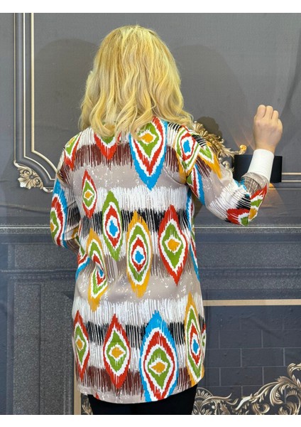 Bluz Renkli Desenli Uzun Kollu Günlük Pamuklu Düğmeli Kadın Tunik Yüksek Kalite Yazlik fırsatları