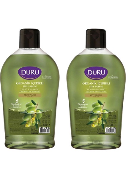 Sıvı Sabun Organik Içerikli Zeytinyağlı 1500 ml x 2 Adet