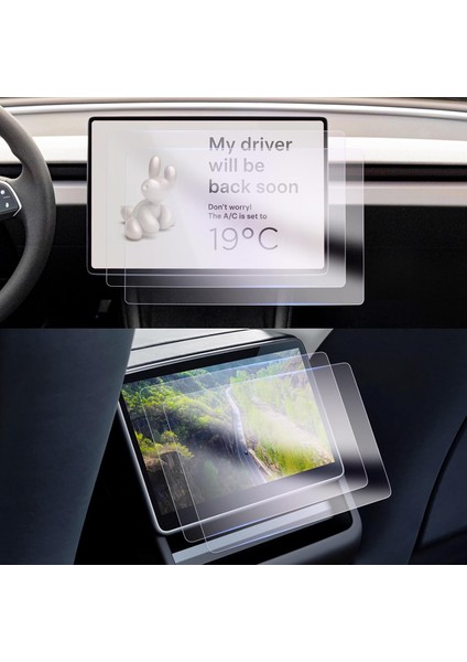 Tesla Model Y Juniper Uyumlu 2025 Ön ve Arka Ekran 9h Nano Ekran Koruyucu Set