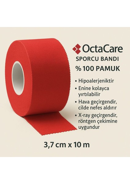 Rijit Fiksasyon Yapışkanlı Sporcu Bandajı 3.7cm x 10 mt Kırmızı fiyatları