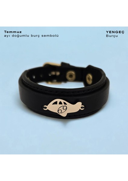 Temmuz Ayı Doğumlarına Özel Uçak Motifli 14 Ayar Altın Plakalı Derili Hediye Bileklik-447AY fiyatları