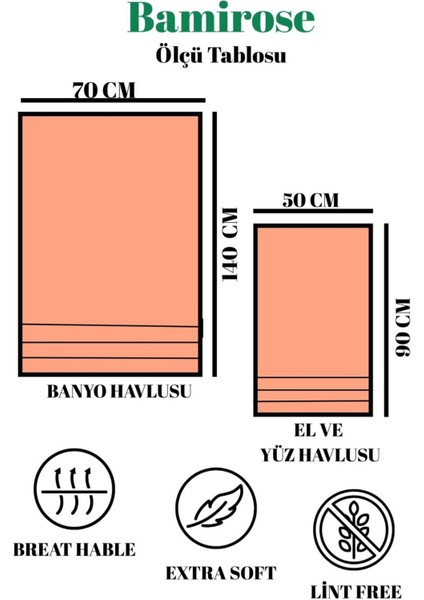 Liana 50X90 70X140 cm 4'lü Banyo Havlu Takımı, Plaj Havlusu, Peştemal fırsatları