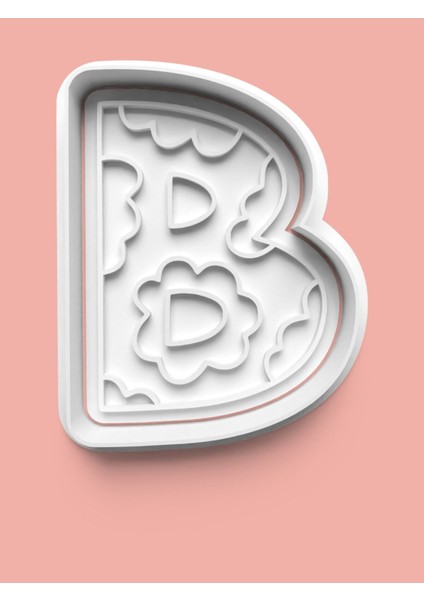 Desenli B Harfi Kurabiye Kalıbı ve Şeker Hamuru Kalıbı
