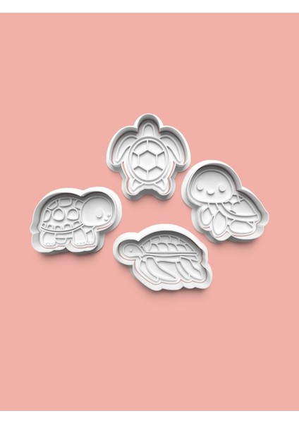 Kaplumbağa Kurabiye Kalıbı ve Şeker Hamuru Kalıbı 4'lü Set