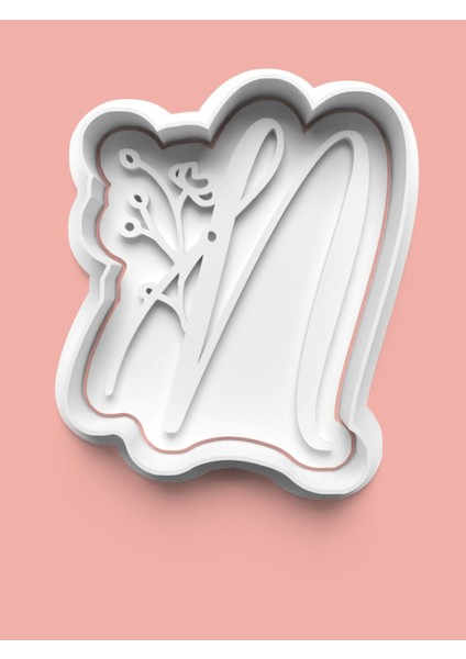 Çiçek Desenli N Harfi Kurabiye Kalıbı ve Şeker Hamuru Kalıbı