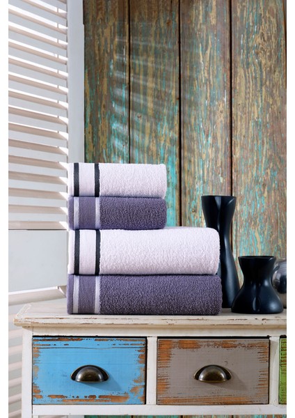 50X90 + 70X140 cm Bellisimo 4'lü Banyo Havlu Takımı