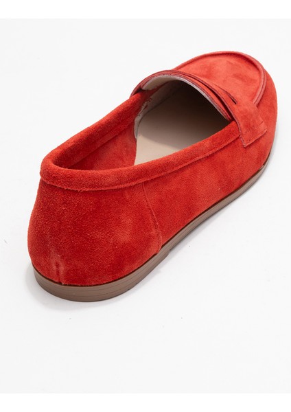 F02 Kırmızı Süet Hakiki Deri Kadın Loafer Ayakkabı fırsatları