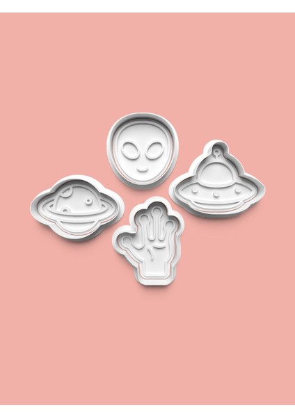 Ufo Kurabiye Kalıbı ve Şeker Hamuru Kalıbı 4'lü Set