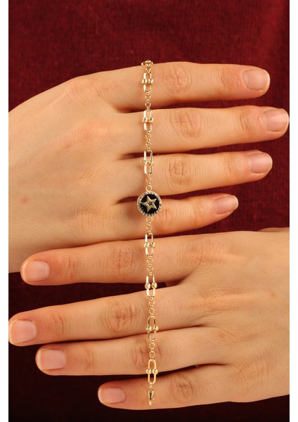 Dorikalı Ataç Zincirli Yıldız Altın Bileklik CGKBLK0158