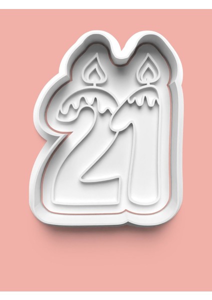 Mum Figürlü Yirmi Bir Rakamı Kurabiye Kalıbı ve Şeker Hamuru Kalıbı - 21 Numara