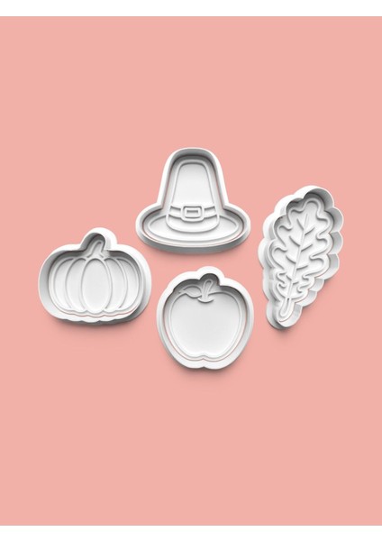 Şükran Günü Kurabiye Kalıbı ve Şeker Hamuru Kalıbı 4'lü Set