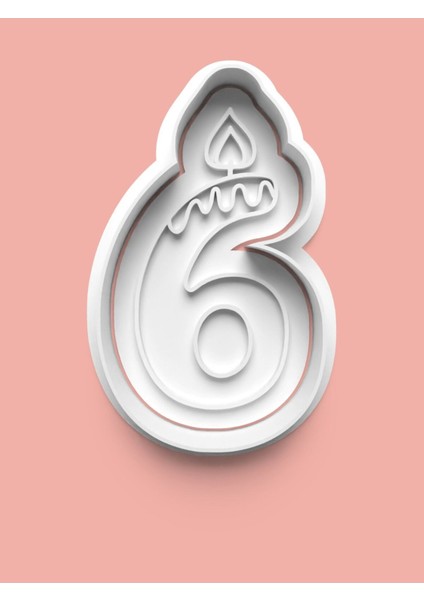 Mum Figürlü Altı Rakamı Kurabiye Kalıbı ve Şeker Hamuru Kalıbı - 6 Numara