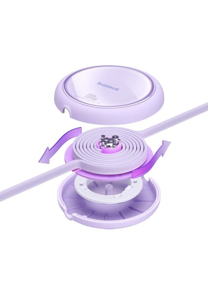 Free2Draw Mini Makaralı Type-C To Type-C 100W Kablo 1 mt Mor