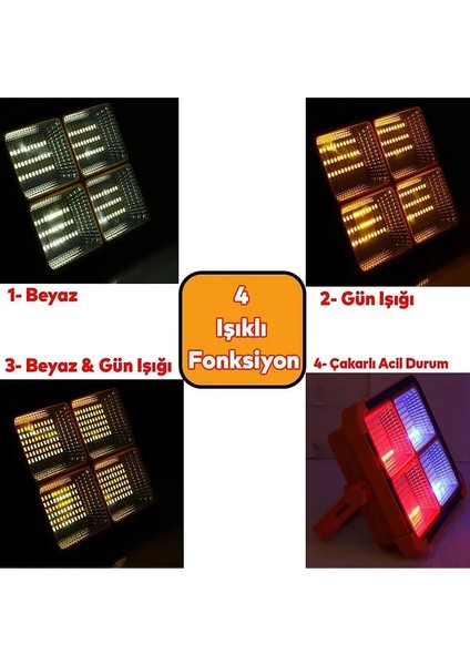 400W Güneş Enerjili Solar LED Projektör 3200 Lümen - Taşınabilir, Powerbank Özellikli, 4 Farklı Işık Modu fiyatları