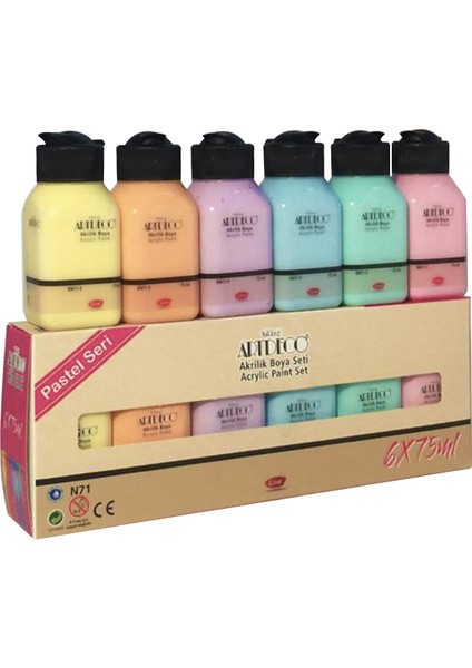 Akrilik Boya Set Pastel Renkler 6 x 75ml