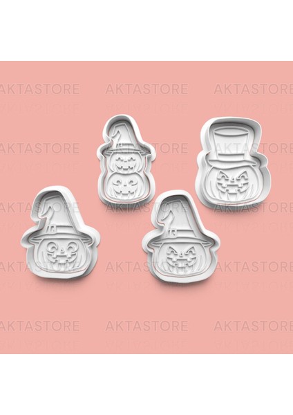 Şapkalı Kabak Kurabiye Kalıbı ve Şeker Hamuru Kalıbı 4'lü Set