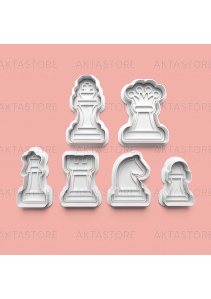 Satranç Seti Kurabiye Kalıbı ve Şeker Hamuru Kalıbı 6'lı Set
