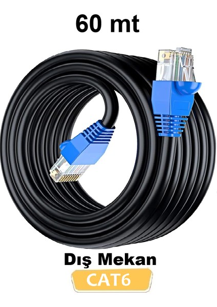 60 Metre Cat6 Dış Ortam Dış Mekan internet Ethernet Kablo EZR545 Utp Patch 23AWG Yüksek Hız 2 Katlı