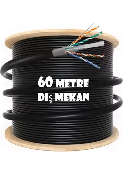 60 Metre Cat6 Dış Ortam Dış Mekan internet Ethernet Kablo EZR545 Utp Patch 23AWG Yüksek Hız 2 Katlı modelleri
