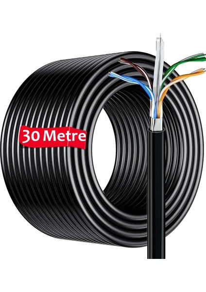 30 Metre Cat6 Dış Ortam Dış Mekan internet Kablo EZRJ45 Utp Patch Yüksek Hız 2 Katlı