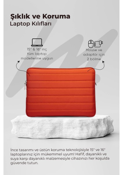 Su Geçirmez Kumaş Laptop Kılıfı 15.6 & 16 Inç Turuncu fırsatları