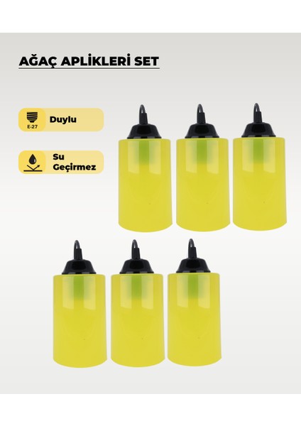 Neon Sarı Ağaç Feneri 6 Adet