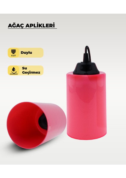 Şeker Pembe Silindir Ağaç Feneri