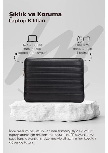 Macbook Air Pro 13.3 & 14 İnç Laptop Kılıfı Kapitone Düz Siyah fırsatları