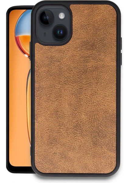 Apple iPhone 14 Kılıf Aras Deri Kapak - Taba